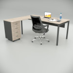 Ear Office Desk Oak (with Peison Shelf)