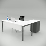 Ear Desk White (with Peison Shelf)