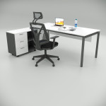 Ear Desk White (with 80cm Bottom Shelf)