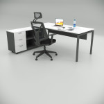 Ear Desk White (with 120cm Bottom Shelf)