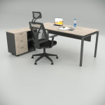 Ear Desk Oak (with 80cm Bottom Shelf)