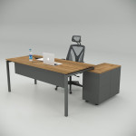 Ear Desk Walnut (with 80cm Bottom Shelf)