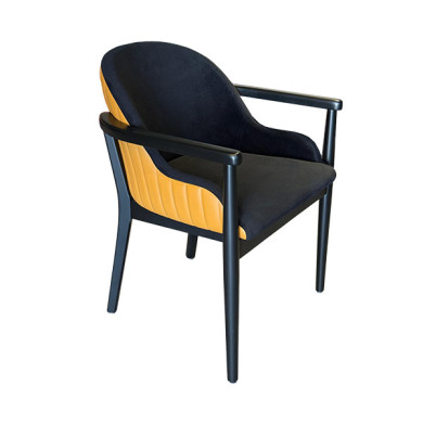 AKS 543 Drvena Fotelja Crna & Senf Žuta