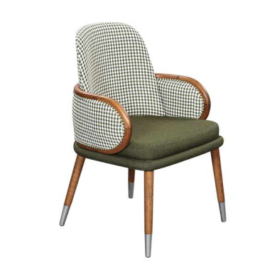 AKS 410 Drvena Fotelja Zelena & Dezénirana