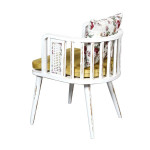 AKS 487 Drvena Fotelja Žuta & Cvjetni Uzorak