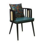 AKS 487 Wooden Armchair Green & Multicolor 