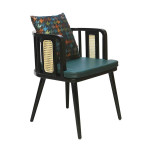 AKS 487 Wooden Armchair Green & Multicolor 