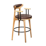 BR 1075 Wooden Bar Chair Brown