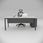 Corner Office Desk Walnut (with 80cm Bottom Shelf)