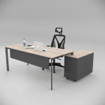 Corner Office Desk Walnut (with 80cm Bottom Shelf)