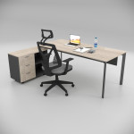Corner Office Desk Walnut (with 80cm Bottom Shelf)