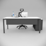Corner Desk White (with 120cm Bottom Shelf)