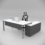 Corner Desk White (with 120cm Bottom Shelf)