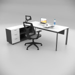 Corner Desk White (with 120cm Bottom Shelf)