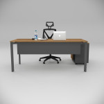 Corner Desk Walnut (with 80cm Bottom Shelf)