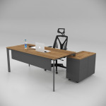 Corner Desk Walnut (with 80cm Bottom Shelf)