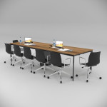 Corner Meeting Table Walnut 2