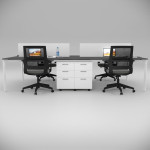 Corner Quadruple Workstation with Shelf Anthracite
