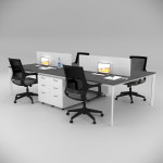 Corner Quadruple Workstation with Shelf Anthracite 2