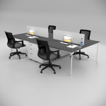 Corner Quadruple Workstation with Shelf Anthracite 3