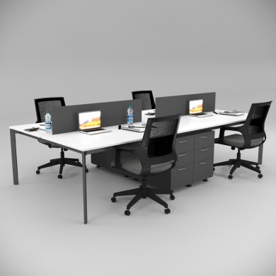 Corner Četvorka Radna Stanica sa Policom Bela