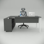 Ear Desk Anthracite (160cm with Bottom Shelf)