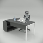 Ear Desk Anthracite (160cm with Bottom Shelf)