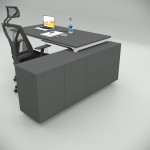 Ear Desk Anthracite (160cm with Bottom Shelf)