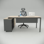 Ear Desk Oak (160cm with Bottom Shelf)