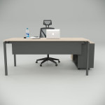 Ear Desk Oak (with 120cm Bottom Shelf)