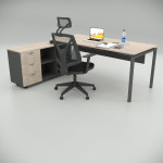 Ear Desk Oak (with 120cm Bottom Shelf)