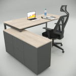 Ear Desk Oak (with 120cm Bottom Shelf)