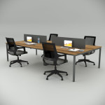 Ear Quadruple Workstation Walnut