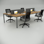 Ear Quadruple Workstation Walnut