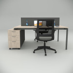 Ear Double 140cm Desk with Bottom Shelf Workstation Oak