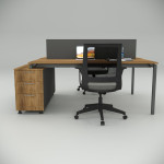 Ear Double 140cm Desk with Bottom Shelf Workstation Walnut