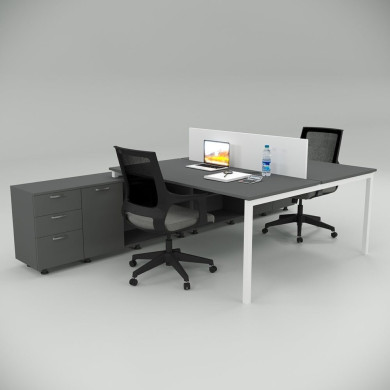 Ear Dvojna Radna Stanica (320 cm sa Donjom Policom) Antracit