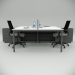 Ear Double 320 Cm Study Desk with Bottom Shelf Workstation White