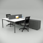 Ear Double 320 Cm Study Desk with Bottom Shelf Workstation White