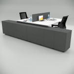 Ear Double 320 Cm Study Desk with Bottom Shelf Workstation White