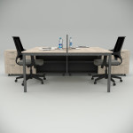 Ear Double 320 Cm Study Desk with Bottom Shelf Workstation Oak