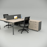 Ear Double 320 Cm Study Desk with Bottom Shelf Workstation Oak