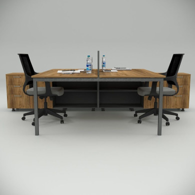 Ear Dvojna Radna Stanica (320 cm sa Donjom Policom) Orah