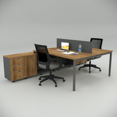 Ear Dvojna Radna Stanica (320 cm sa Donjom Policom) Orah