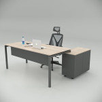 Ear Desk Oak (with 80cm Bottom Shelf)