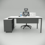 Ear Desk White (160cm with Bottom Shelf)