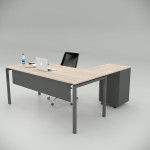 Ear Office Desk Oak (with Peison Shelf)