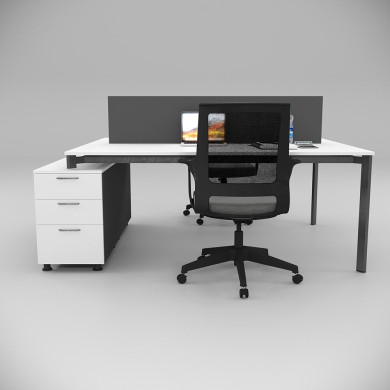 Corner Dvojna Radna Stanica 140cm Sto sa Donjom Policom, Bela