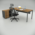 Ear Desk Walnut (with 80cm Bottom Shelf)