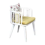 AKS 487 Drvena Fotelja Žuta & Cvjetni Uzorak